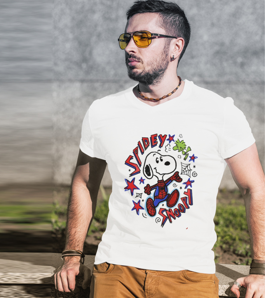 Spidey Snoopy Woodstock 2026 Crossover With Stars And Webs T-Shirt