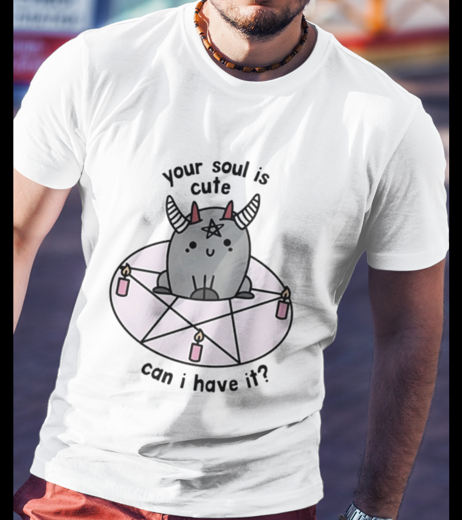 Your Soul Is Cute Can I Have It Pentagram Candles Kawaii Demon T-Shirt