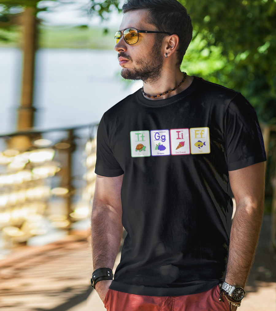 Alphabet Flashcards G I F Turtle Grapes Ice Cream Fish T-Shirt