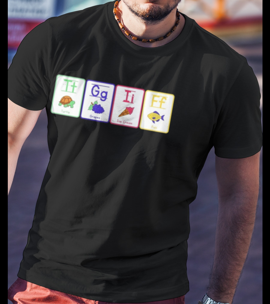 Alphabet Flashcards G I F Turtle Grapes Ice Cream Fish T-Shirt