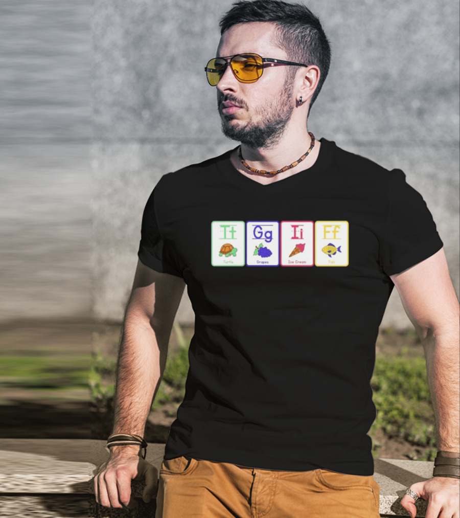 Alphabet Flashcards G I F Turtle Grapes Ice Cream Fish T-Shirt