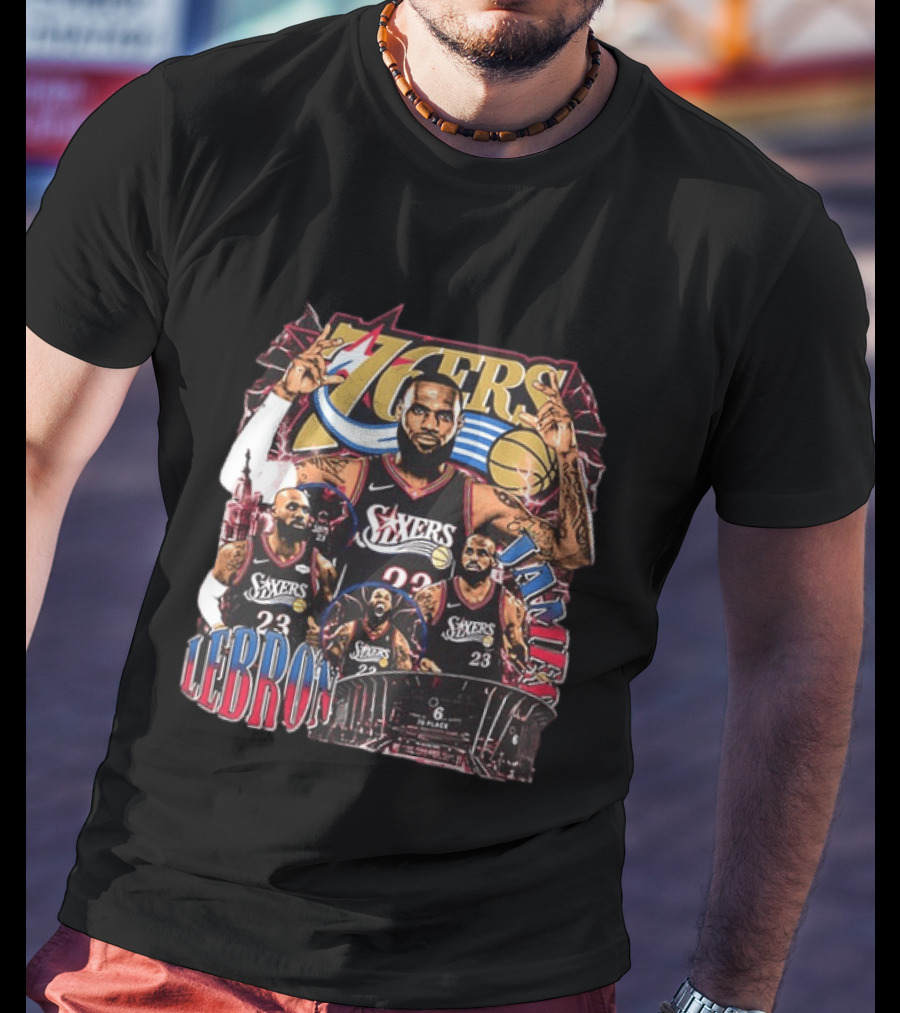 Philadelphia 76ers LeBron James 23 NBA Next Chapter 2 Sided T-Shirt