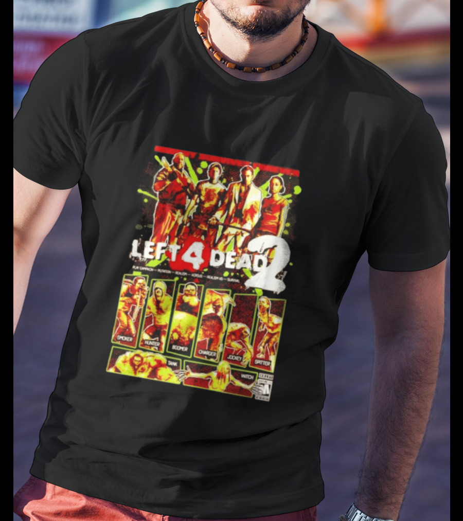Left 4 Dead 2 Nobody Survives Forever Bill Zoey Francis Louis Hunter Boomer Charger Spitter Tank Witch T-Shirt
