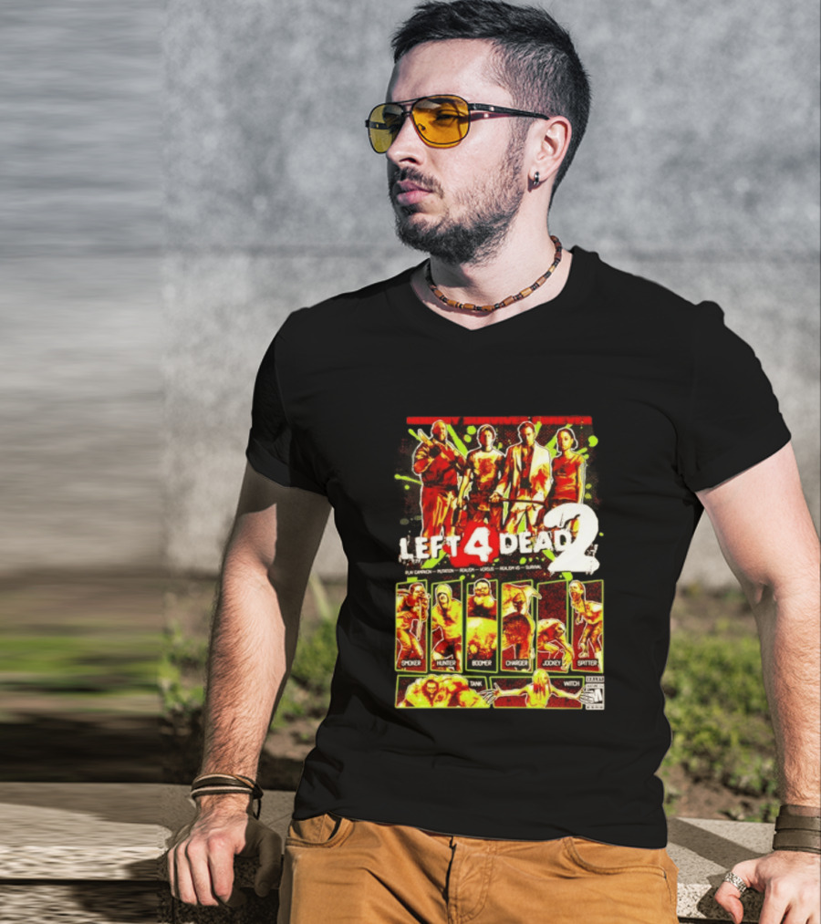 Left 4 Dead 2 Nobody Survives Forever Bill Zoey Francis Louis Hunter Boomer Charger Spitter Tank Witch T-Shirt
