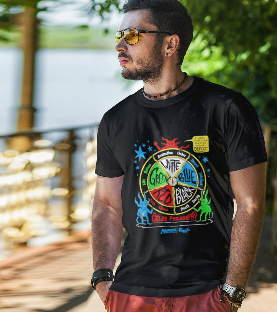 Magic The Gathering Color Wheel Philosophy Choose Wisely Defeat T-Shirt