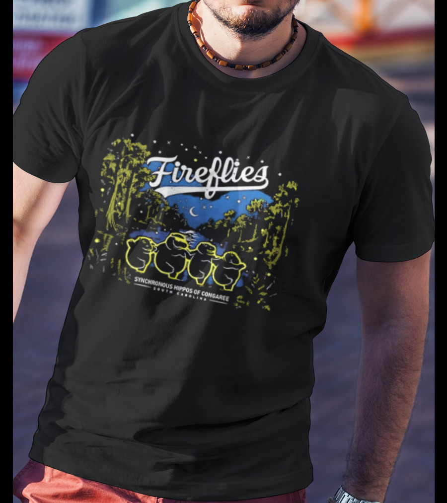 Columbia Fireflies Synchronized Hippo Congaree South Carolina 2026 Starry Night Forest T-Shirt