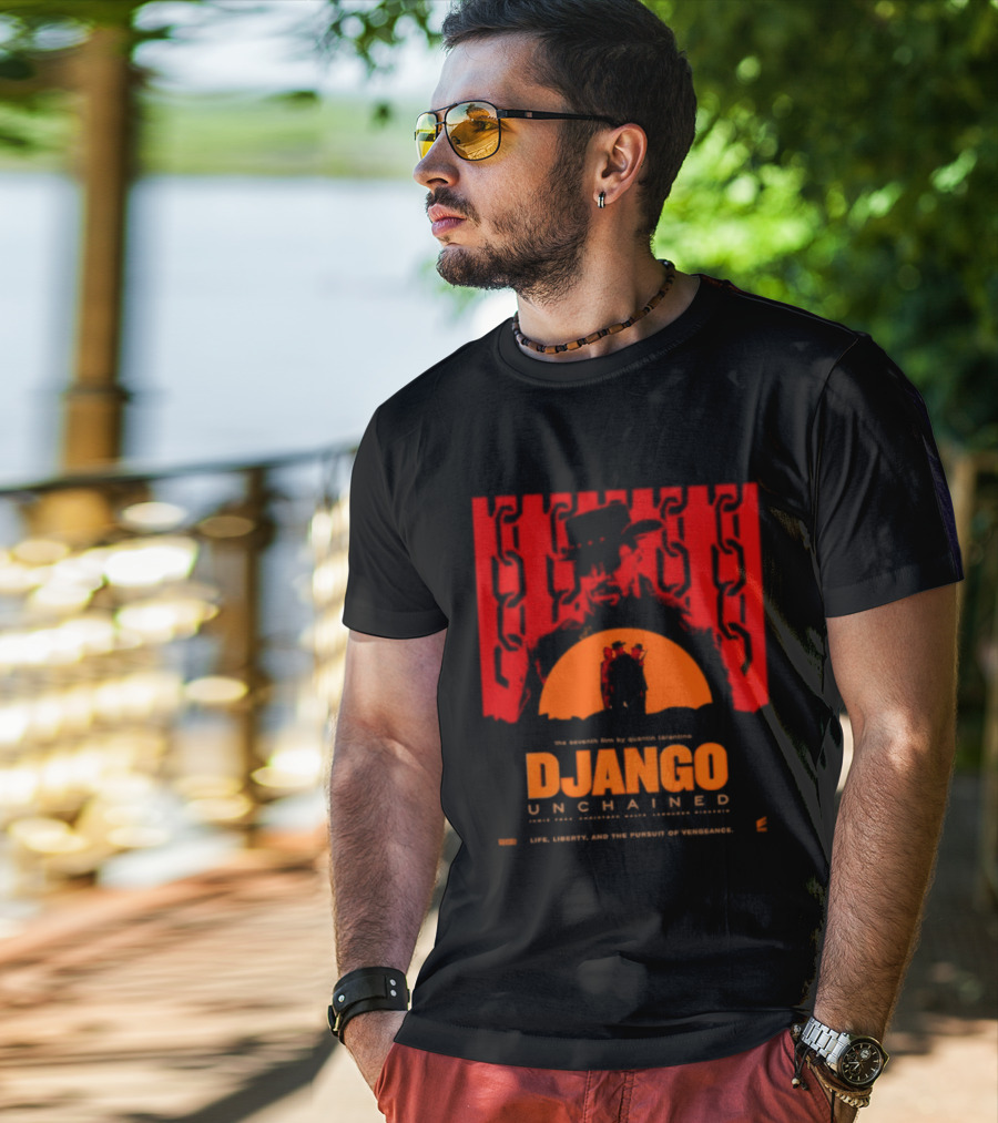 Django Unchained Life Liberty And The Pursuit Of Vengeance Red And Orange T-Shirt