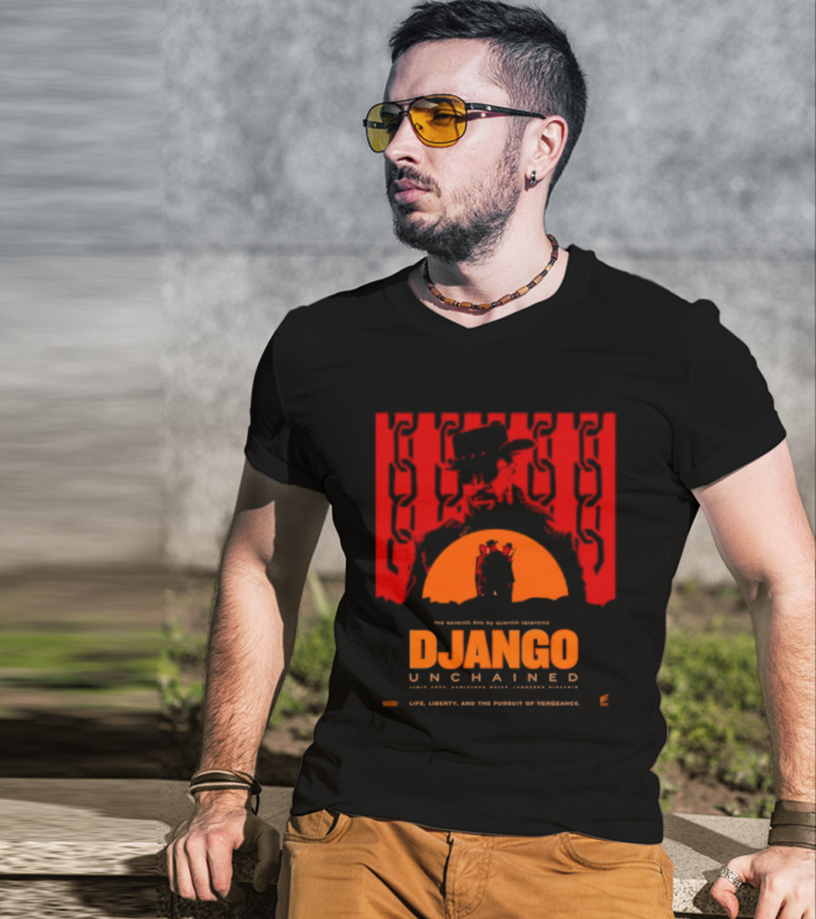 Django Unchained Life Liberty And The Pursuit Of Vengeance Red And Orange T-Shirt