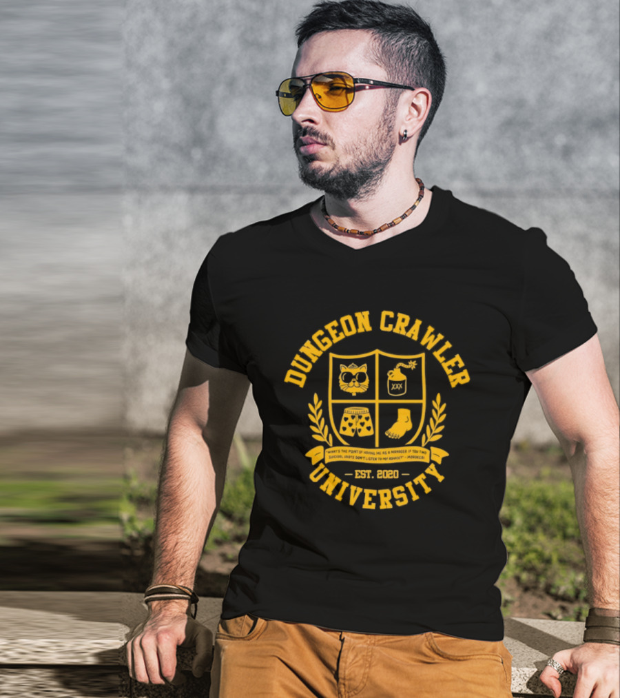 Dungeon Crawler University Crest Emblem What Is The Point Of Having Me As A Manager Est 2020 T-Shirt