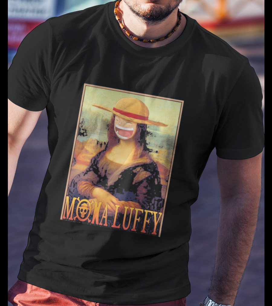 Mona Luffy Anime Mashup Mona Lisa T-Shirt