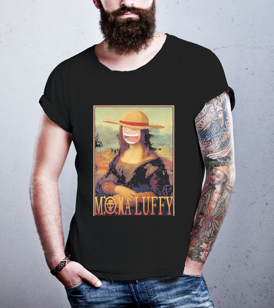 Mona Luffy Anime Mashup Mona Lisa T-Shirt