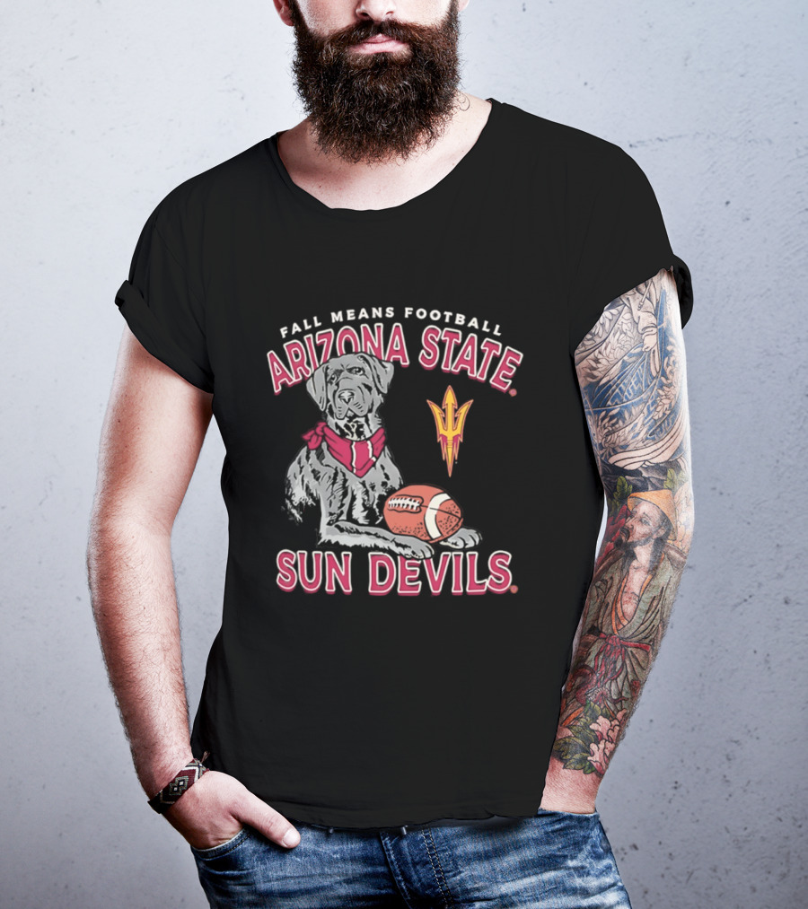 Fall Means Football Arizona State Sun Devils Mascot With Football T-Shirt