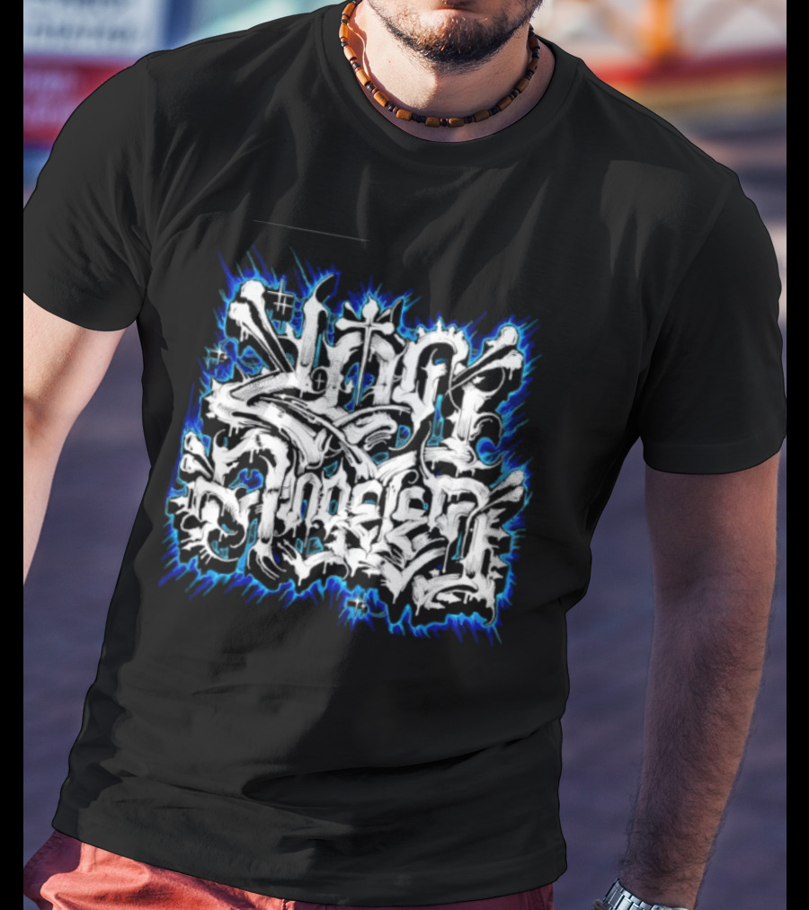 Gangster Streetwear Graffiti Urban White Blue Flame T-Shirt