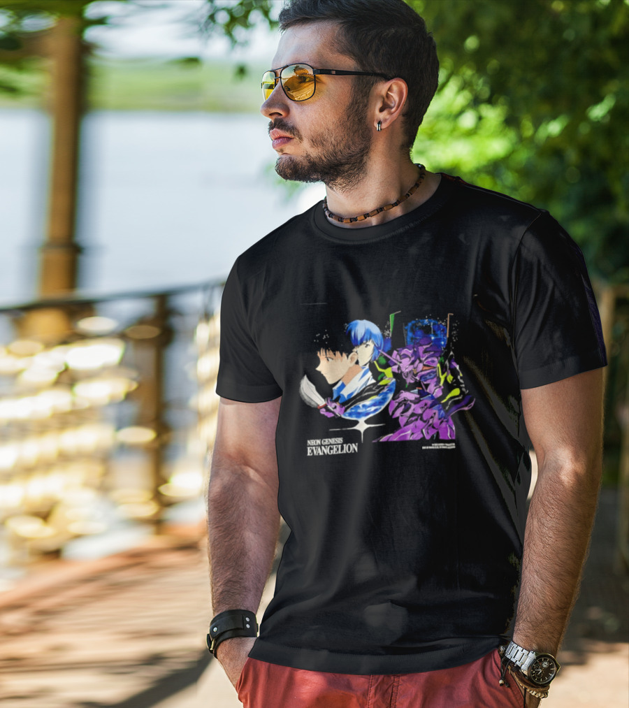 Neon Genesis Evangelion Shinji Ikari Rei Ayanami Eva Unit 01 Anime Iconic Characters T-Shirt