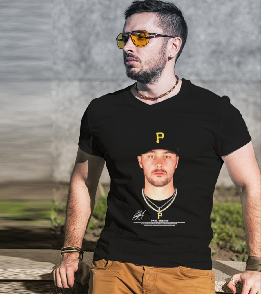 Paul Skenes Pittsburgh Pirates MLB Player Portrait And Signature T-Shirt