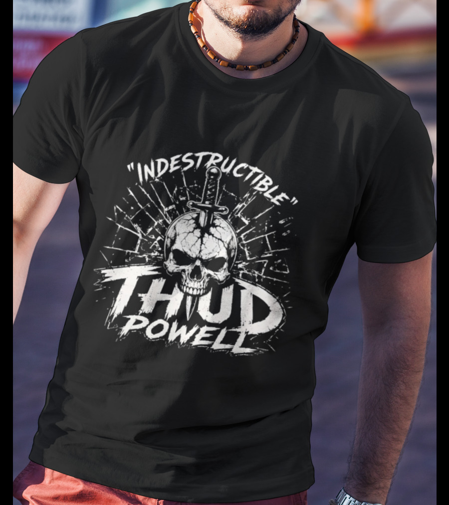 Indestructible Thud Powell Skull Sword Artwork Explosion T-Shirt