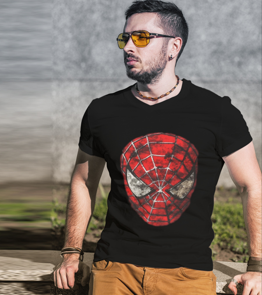 Spider Man 2 With Great Power Comes Great Responsibility Two Sided Iconic Mask T-Shirt