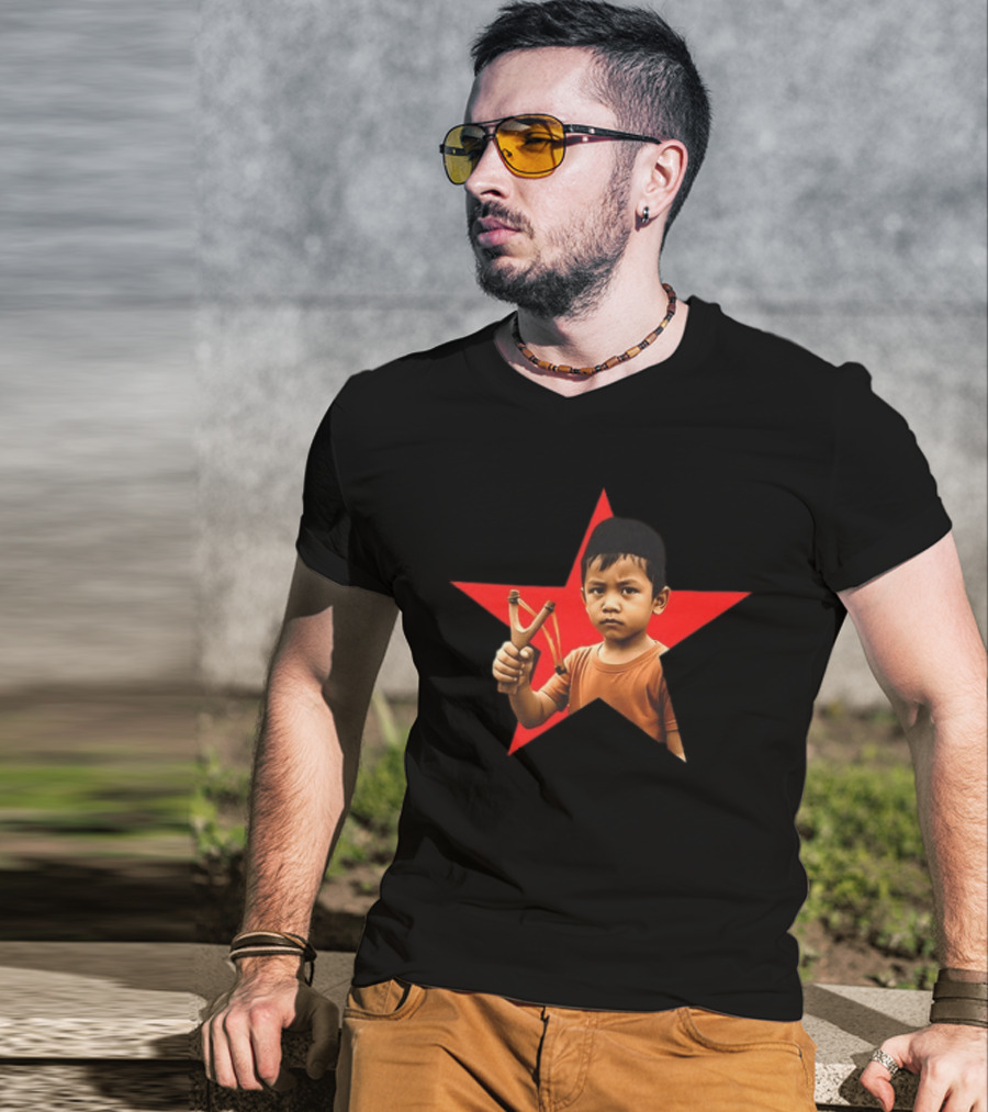 Kid Silop Goblog Anjing Loba Waduk Red Star Sling Shot 2 Sided T-Shirt