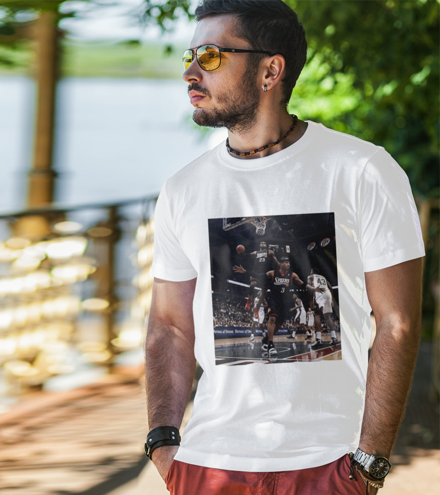 Philadelphia 76ers A.I. LeBron James Iconic Basketball Moment T-Shirt