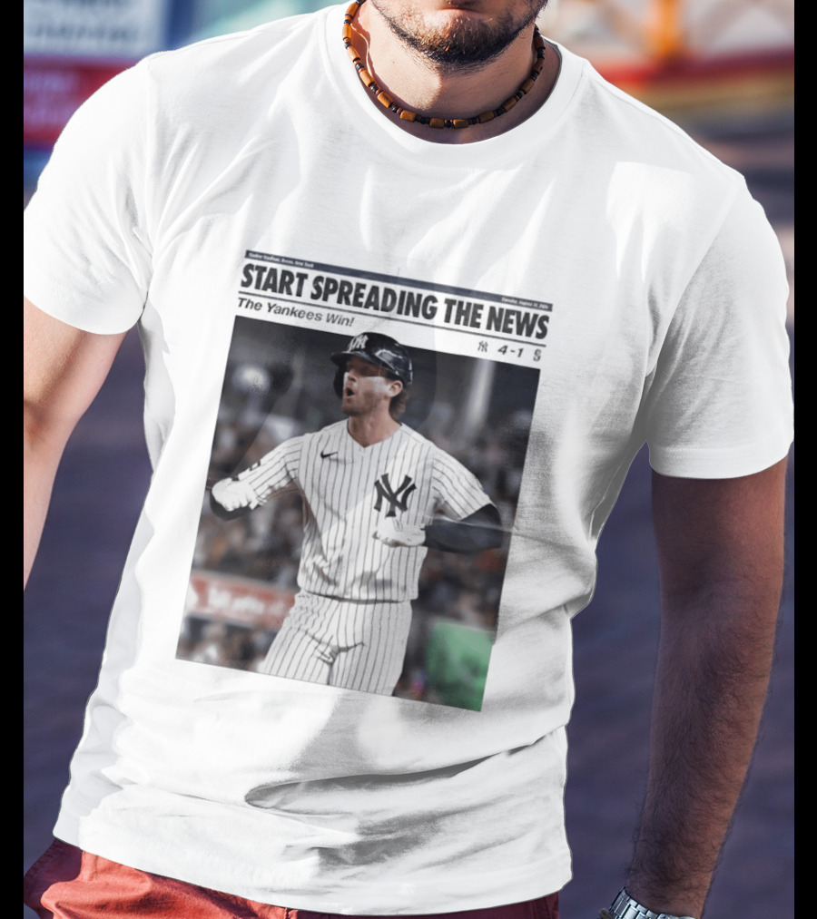 Anthony Volpe New York Yankees Start Spreading The News Pinstripe Jersey Celebration T-Shirt