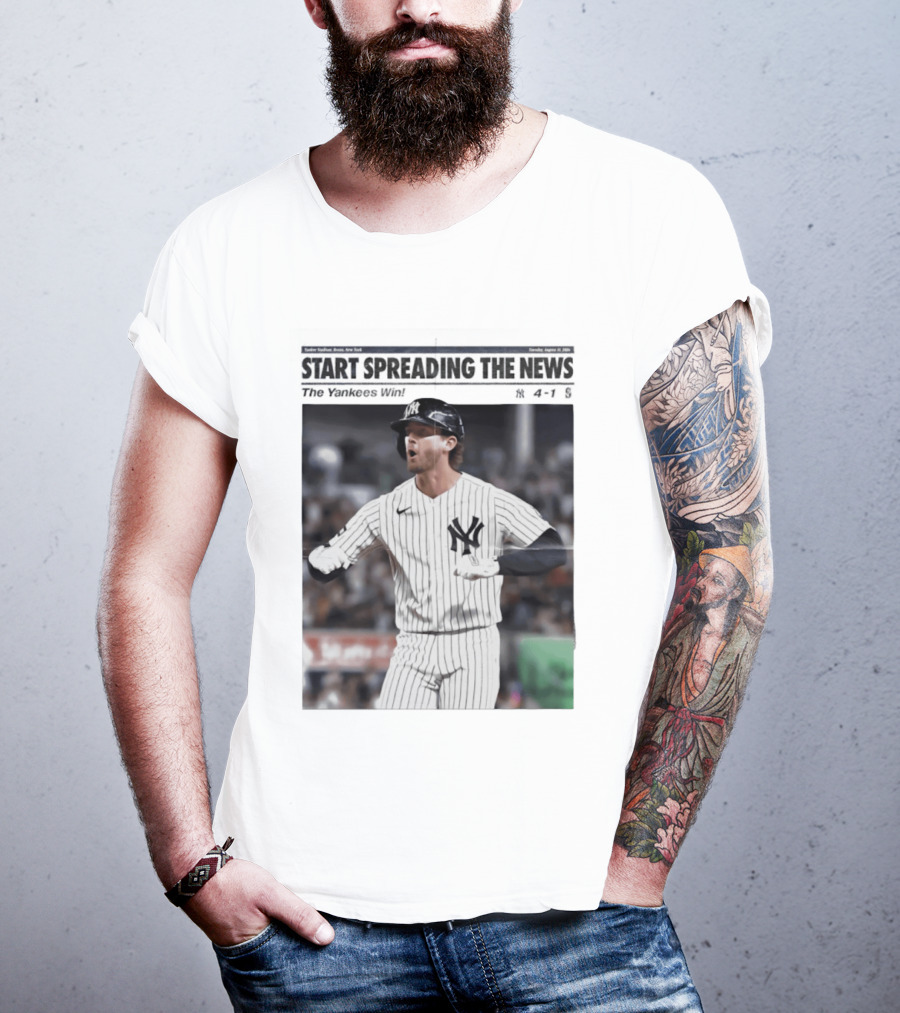 Anthony Volpe New York Yankees Start Spreading The News Pinstripe Jersey Celebration T-Shirt
