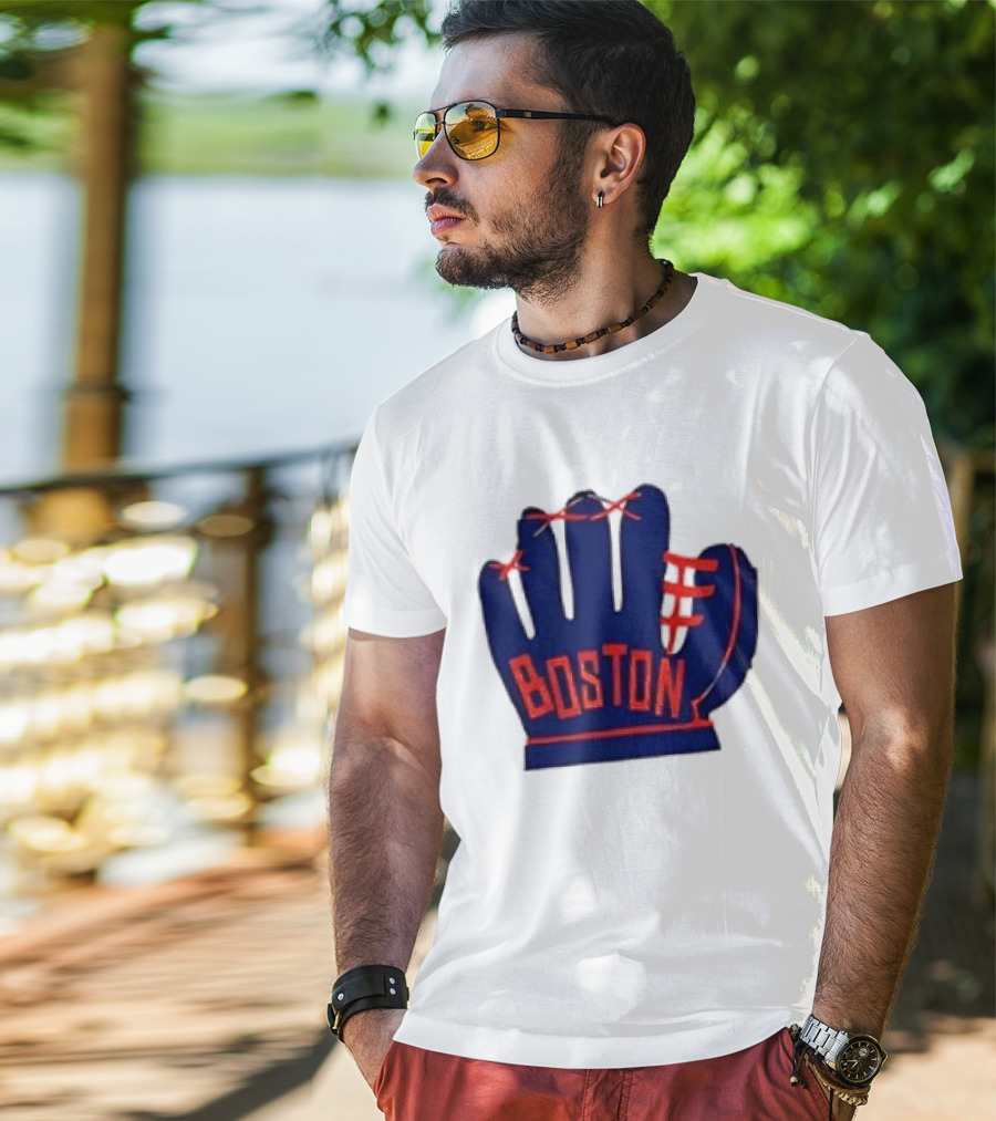 Boston Red Sox MLB Hat And Glove Baseball Club T-Shirt