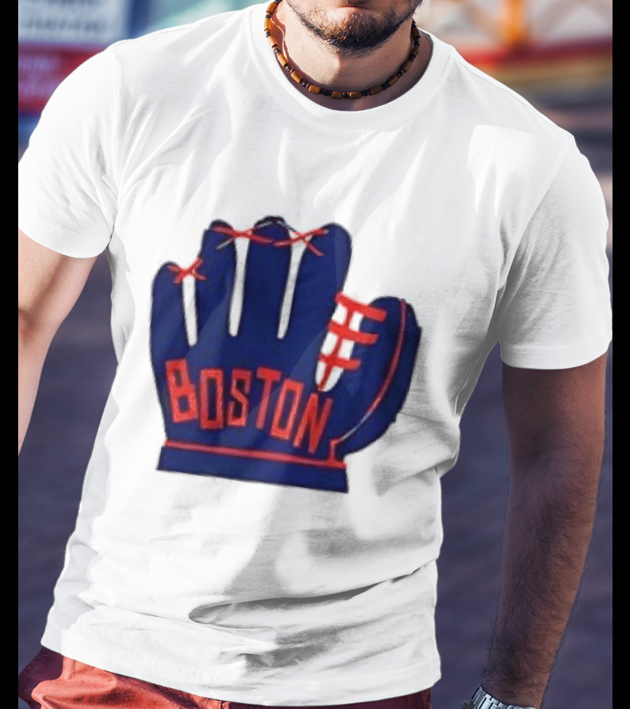 Boston Red Sox MLB Hat And Glove Baseball Club T-Shirt