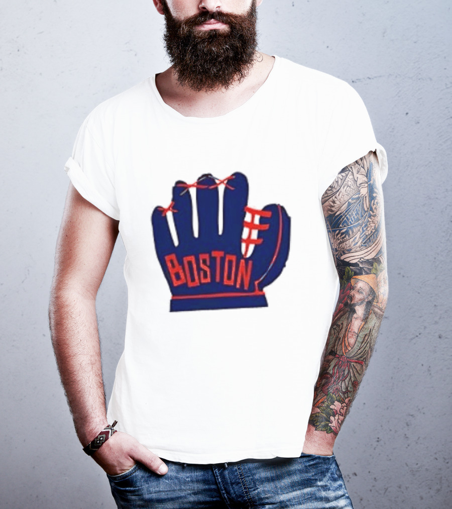 Boston Red Sox MLB Hat And Glove Baseball Club T-Shirt