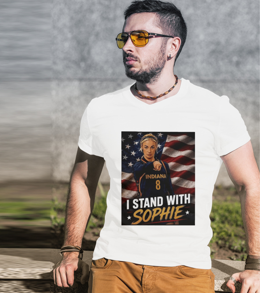 I Stand With Sophie Cunningham Indiana 8 American Flag T-Shirt