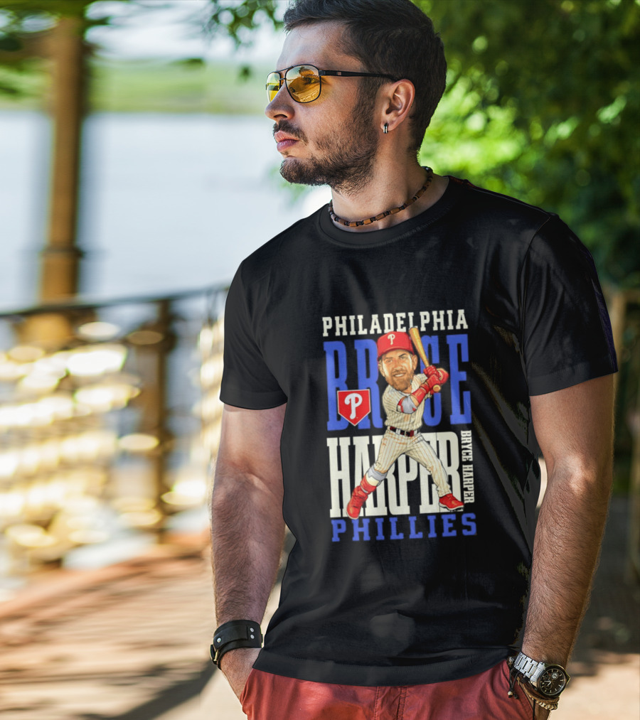 Philadelphia Phillies Bryce Harper Baseball Caricature Clash T-Shirt