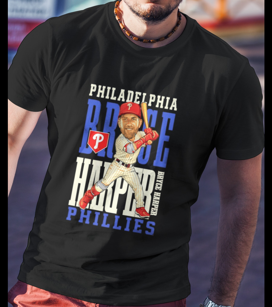 Philadelphia Phillies Bryce Harper Baseball Caricature Clash T-Shirt