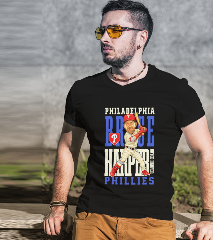 Philadelphia Phillies Bryce Harper Baseball Caricature Clash T-Shirt