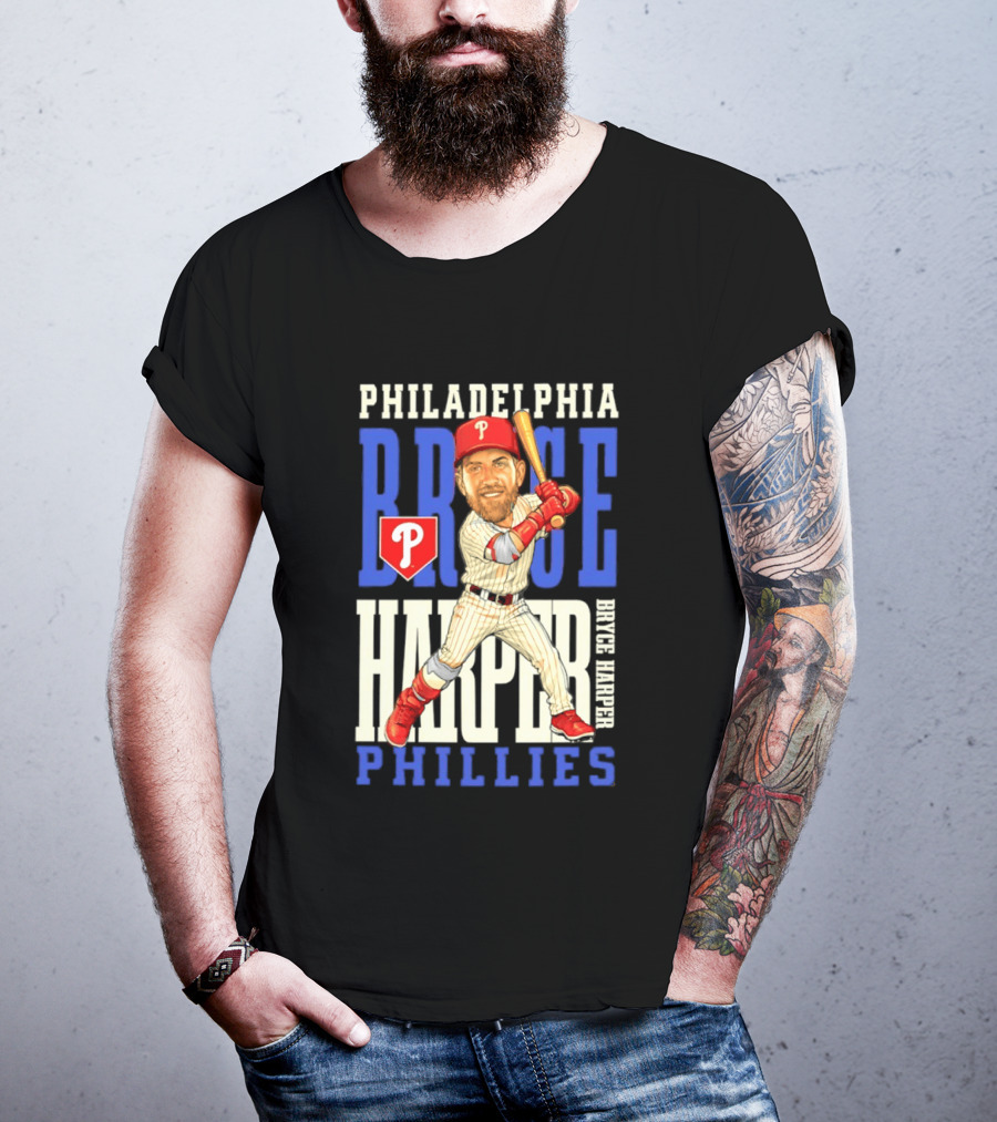 Philadelphia Phillies Bryce Harper Baseball Caricature Clash T-Shirt