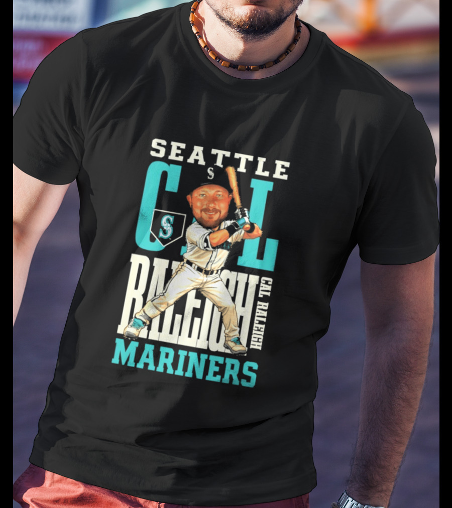 Seattle Mariners Cal Raleigh Baseball Caricature Mariners T-Shirt