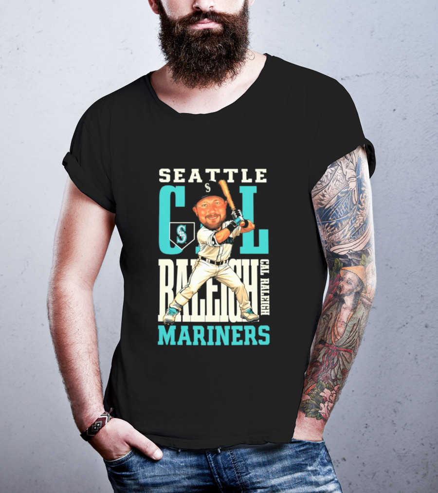 Seattle Mariners Cal Raleigh Baseball Caricature Mariners T-Shirt