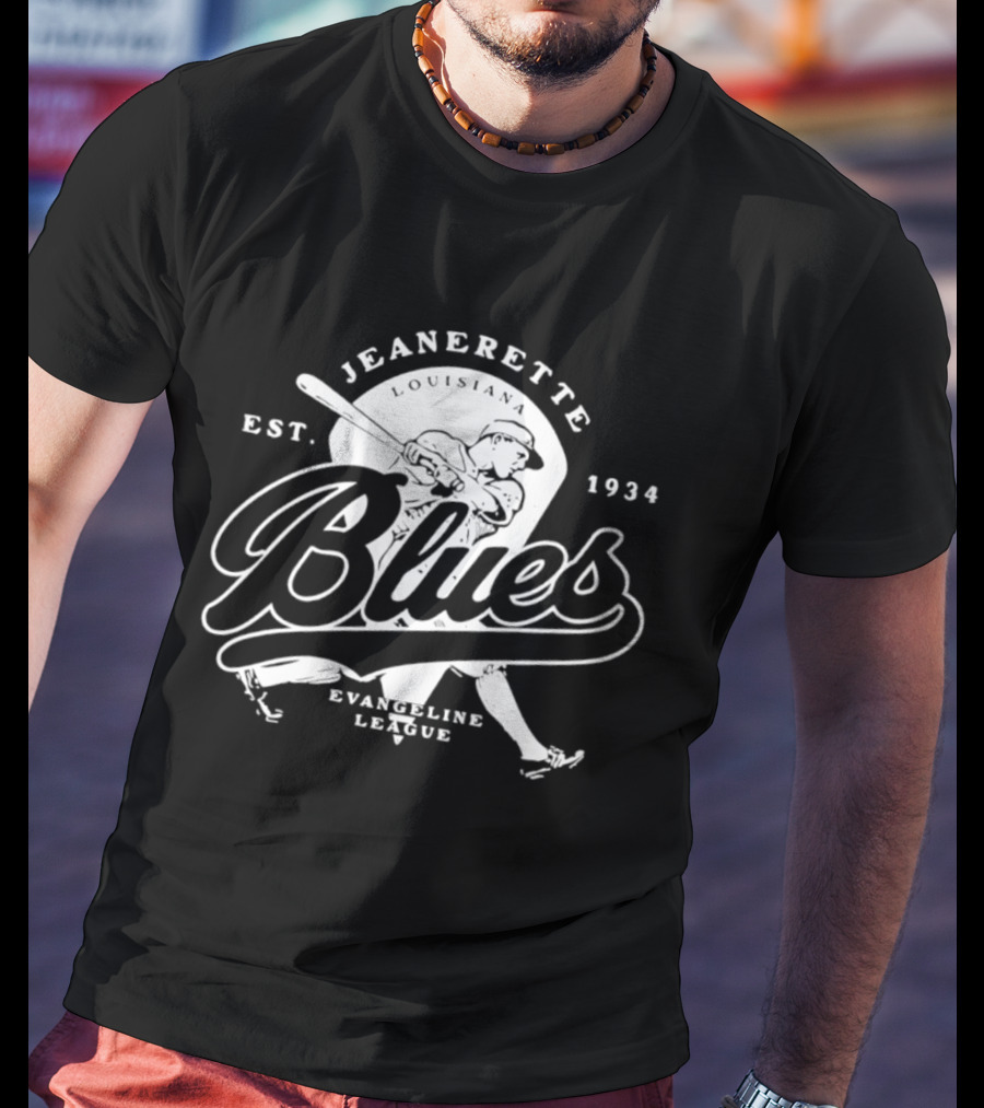 Jeanerette Louisiana Blues Est 1934 Evangeline League Baseball Team T-Shirt