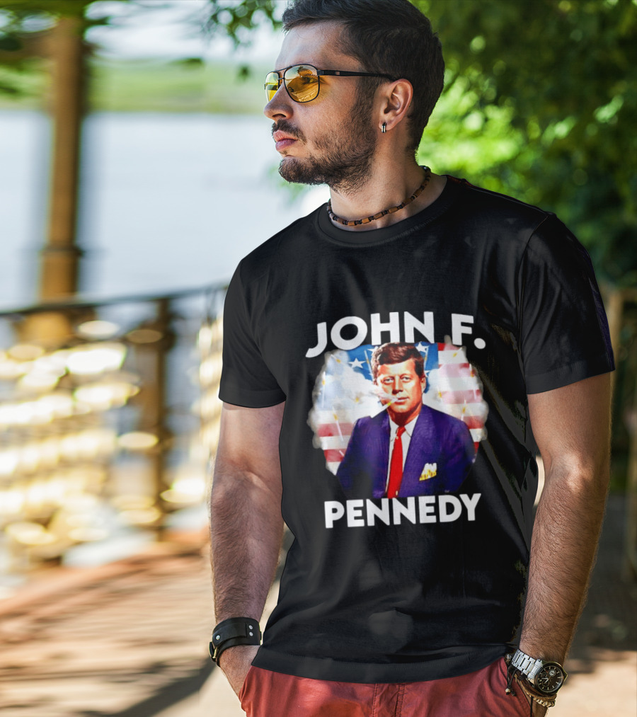 John F Pennedy JFK President Smoking Vape Flag T-Shirt