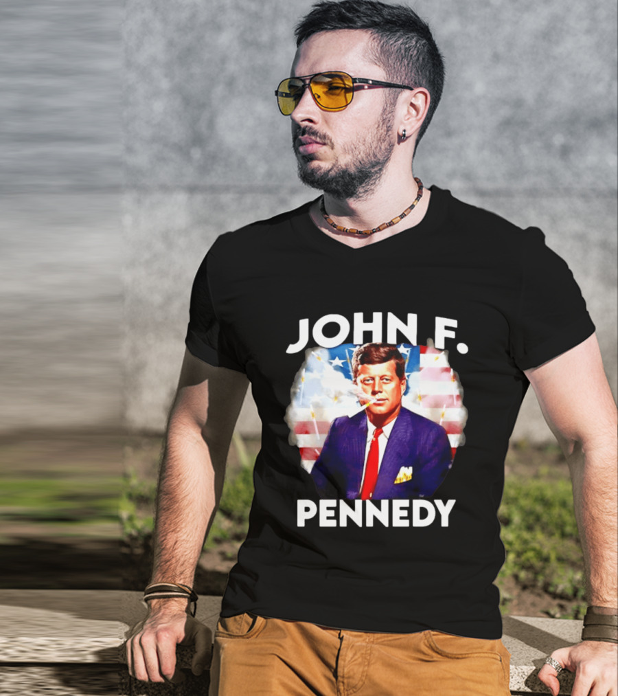John F Pennedy JFK President Smoking Vape Flag T-Shirt