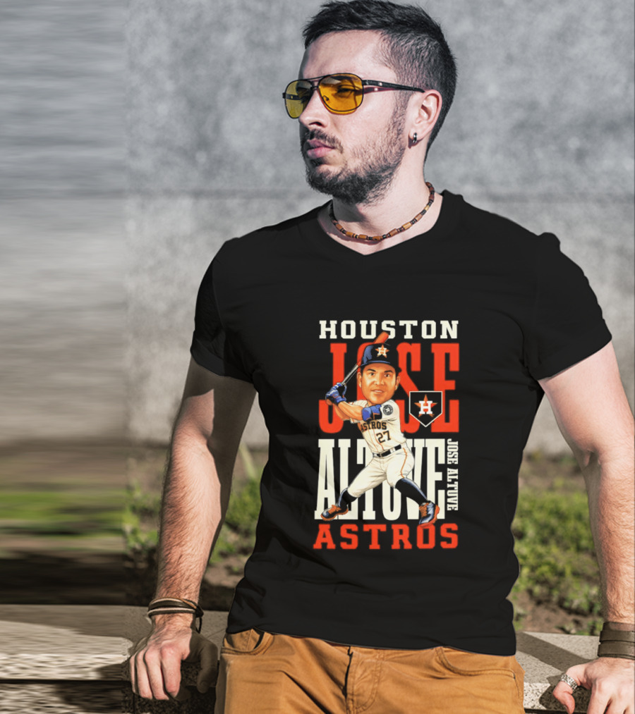 Houston Astros Jose Altuve Baseball Caricature T-Shirt