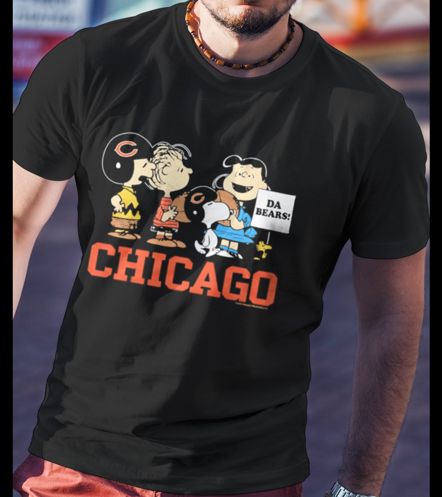 Chicago Bears Peanuts Characters Collaboration Da Bears T-Shirt