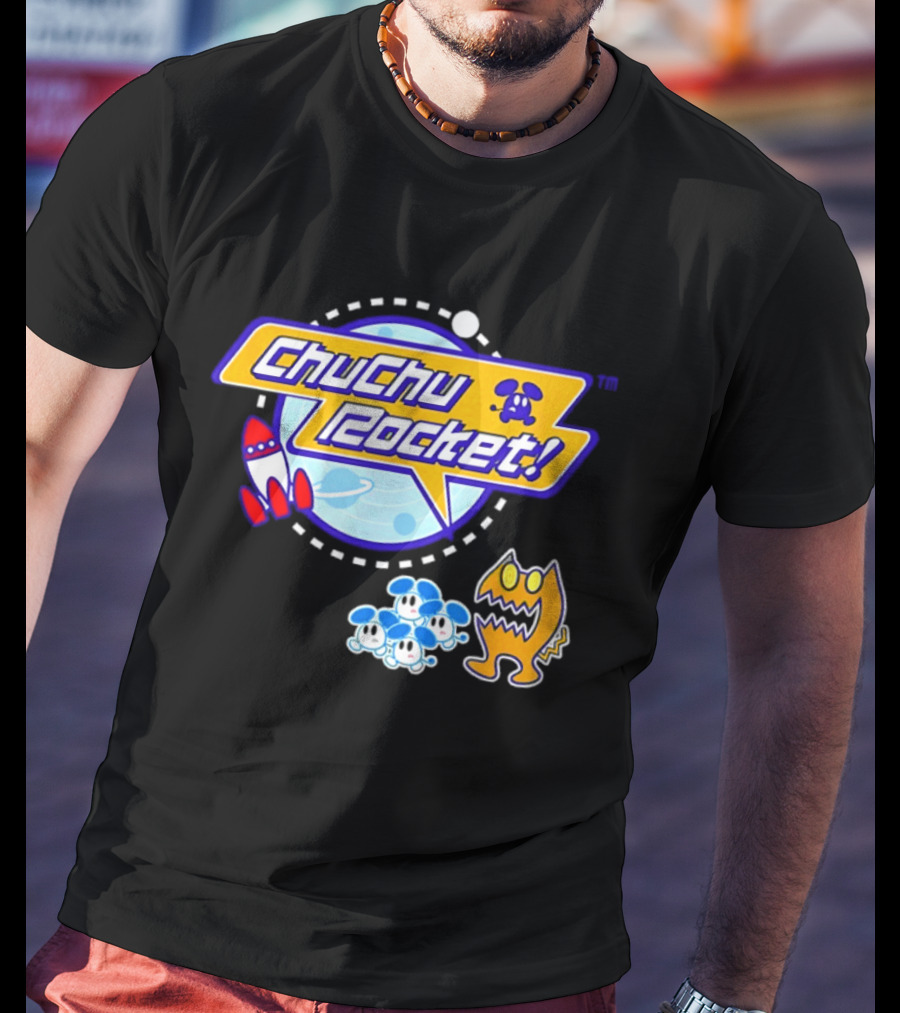 ChuChu Rocket Iconic Game Logo With Spaceship And Characters T-Shirt