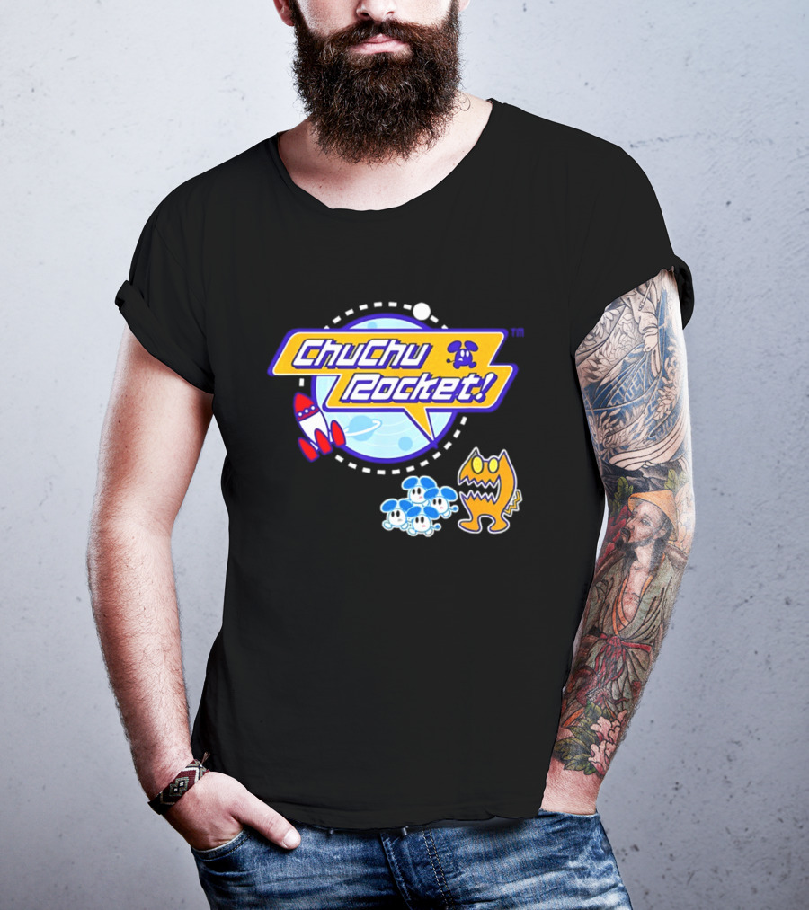 ChuChu Rocket Iconic Game Logo With Spaceship And Characters T-Shirt