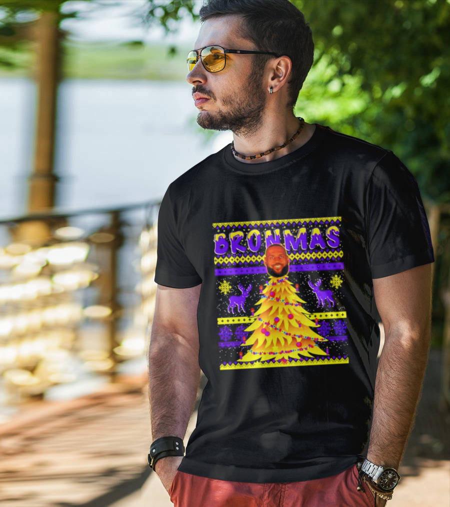 LeBron James Bronmas Christmas Tree Philadelphia 76ers Festive Reindeer T-Shirt