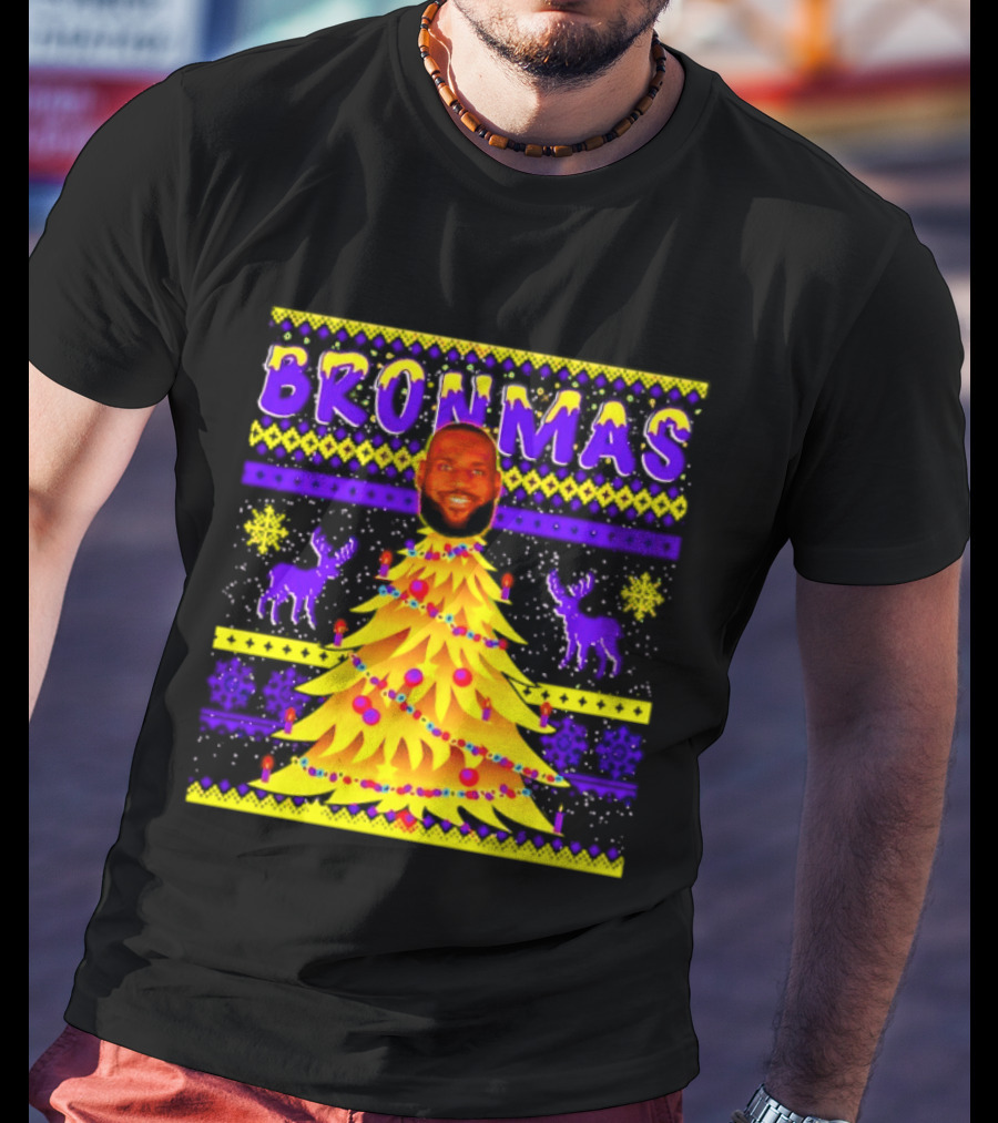 LeBron James Bronmas Christmas Tree Philadelphia 76ers Festive Reindeer T-Shirt
