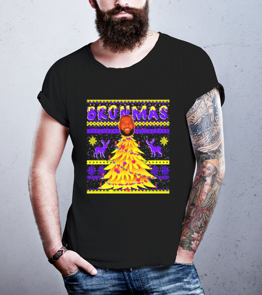 LeBron James Bronmas Christmas Tree Philadelphia 76ers Festive Reindeer T-Shirt