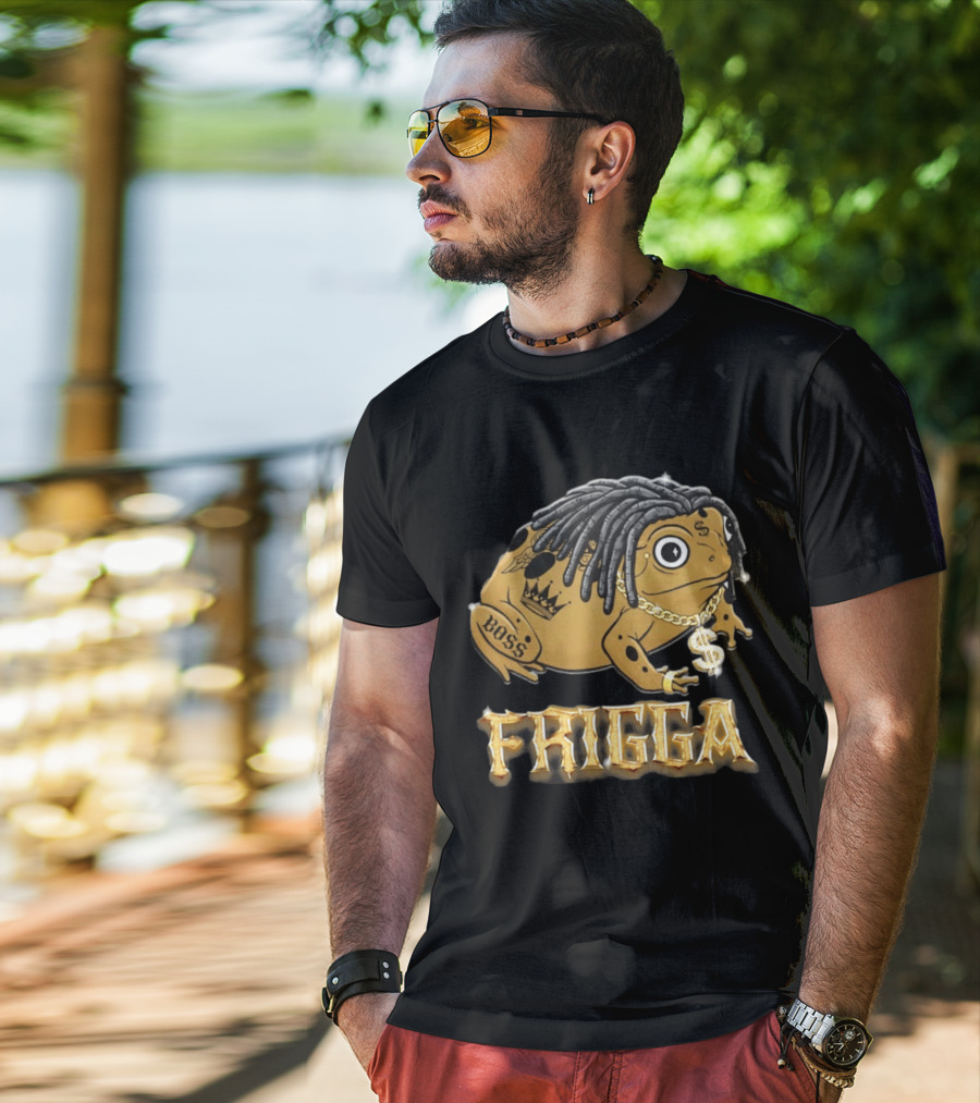 Frigga Boss Frog Crown Tattoos Dollar Chain T-Shirt