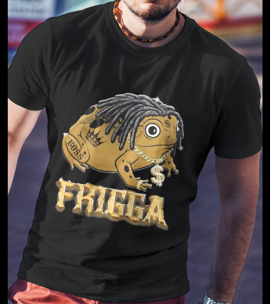 Frigga Boss Frog Crown Tattoos Dollar Chain T-Shirt