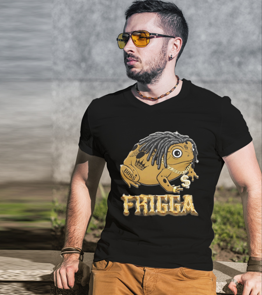 Frigga Boss Frog Crown Tattoos Dollar Chain T-Shirt
