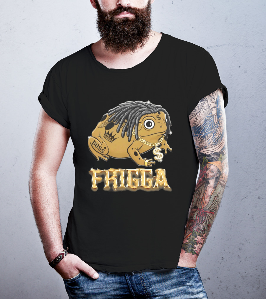 Frigga Boss Frog Crown Tattoos Dollar Chain T-Shirt