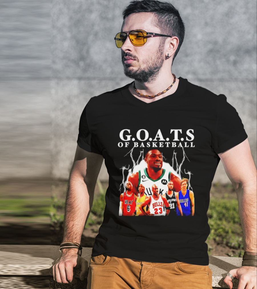 G.O.A.T.S Of Basketball Giannis Antetokounmpo LeBron James Kobe Bryant Michael Jordan Tim Duncan Dirk Nowitzki T-Shirt